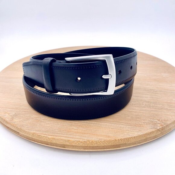 Paisley & Gray Belt Mens 34 Dark Brown Full Grain Leather Silver Buckle - Picture 1 of 9